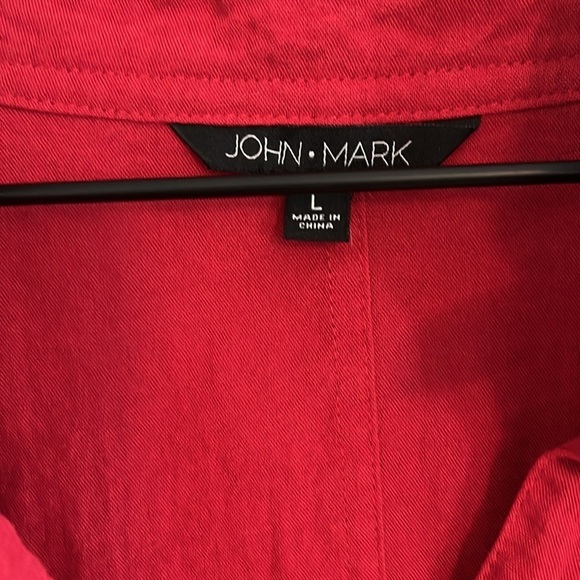 John Mark Wired Ruffled Collar Red Button Down Tunic Blouse Size Large - Picture 2 of 7